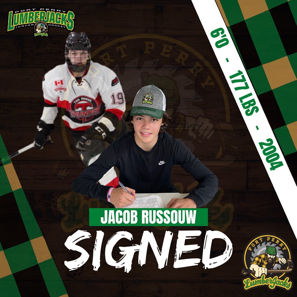 🚨SIGNING🚨

We are proud to announce the signing of 2004 born defencemen, Jacob Russouw.

During our development camp, Russoux stood out and showed all the qualities to fit into our roster right away and we are excited to have him apart of the LumberJacks. 

Welcome to Port Perry Russouw!